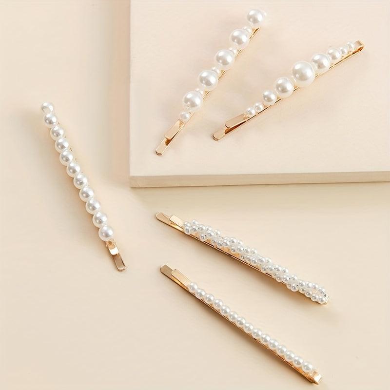 5pcs Faux Pearl Hairpin Hair Clip for Women Girls Wedding