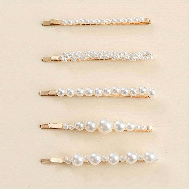 5pcs Faux Pearl Hairpin Hair Clip for Women Girls Wedding