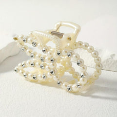 Faux Pearl Bunny Hair Claw Rhinestone Nonslip Hair Clip