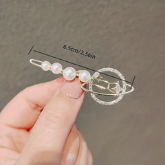 Y2K Pearl Rhinestone Hair Pin Moon Star Hair Clips