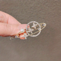 Y2K Pearl Rhinestone Hair Pin Moon Star Hair Clips