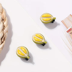 3pcs Creative Durian Duck Billed Hair Clip Resin Food Series Clip For Side Hair
