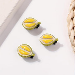 3pcs Creative Durian Duck Billed Hair Clip Resin Food Series Clip For Side Hair