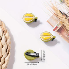 3pcs Creative Durian Duck Billed Hair Clip Resin Food Series Clip For Side Hair