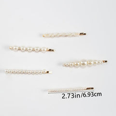 5pcs Faux Pearl Hairpin Alloy Hairpin Style Hair Clip For Side Hair