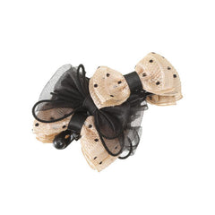 Women's Lace Polka Dot Bow Hair Claw Ponytail Clip
