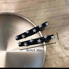 Y2K 2pcs Star Hair Clip Metal Duck Billed Clip for Side Hair Bangs