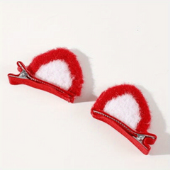 Red Cat Ears Decor Hair Clip Duck Billed Clip for Hair Bang