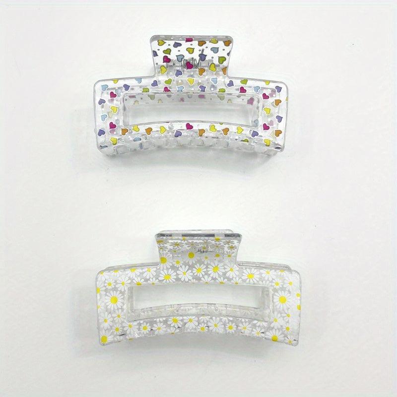 Fruit Printed Hair Claw Hollow Rectangle Nonslip Ponytail Holder