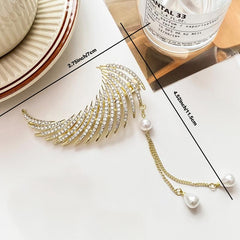 Feather Tassel Faux Pearl Hair Claw Clip Vintage Grip Hair Jaw Clip