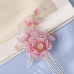 Vintage Flower Tassel Hairpin Beaded Cheongsam Hair Accessory