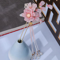 Vintage Flower Tassel Hairpin Beaded Cheongsam Hair Accessory