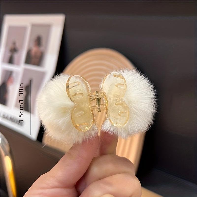 Plush Ball Hair Claw Clip Nonslip Shark Clip for Women Girls