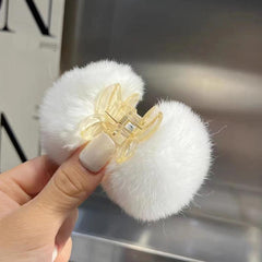 Plush Ball Hair Claw Clip Nonslip Shark Clip for Women Girls