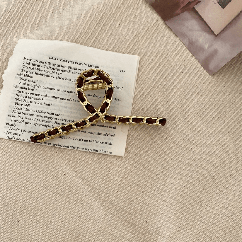 Chain Brimmed Hair Claw Clip Nonslip Hair Shark Claw For Ponytail