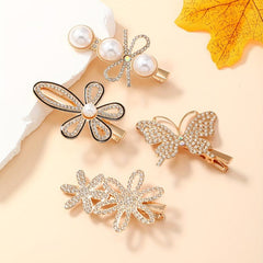5pcs Rhinestone Flower Hair Clip Glitter Hair Clip Women Girls Hair Accessories