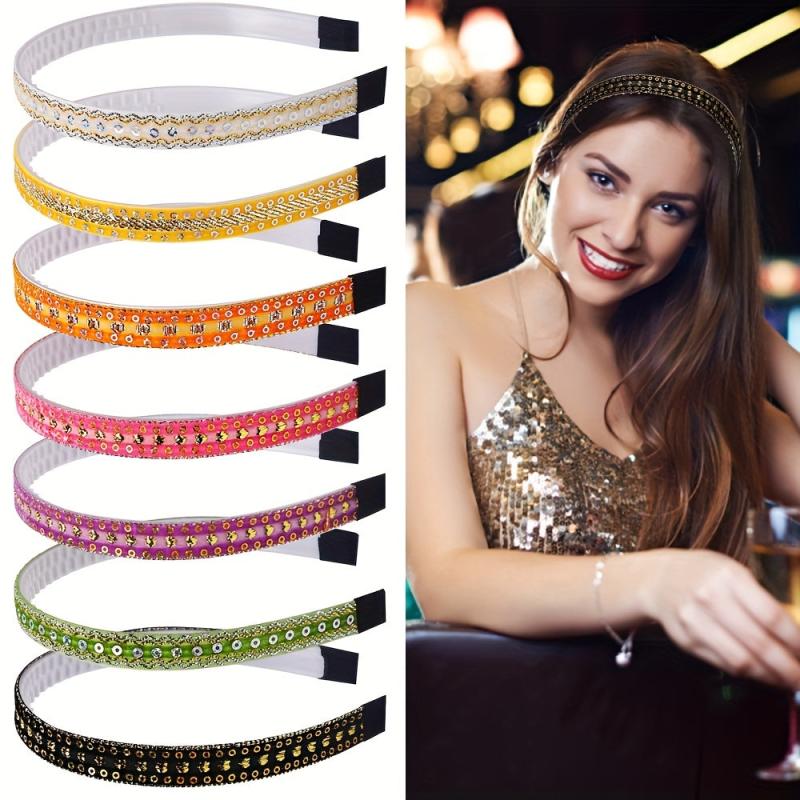 6pcs Sequin Headband Glitter Hair Band Nonslip Headdress Women Girls