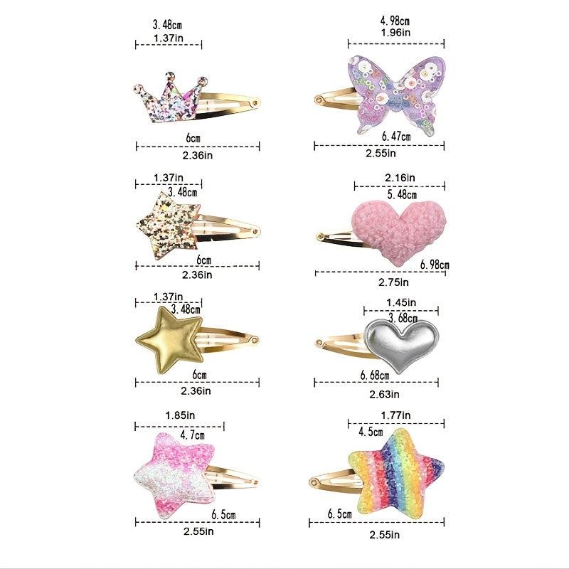 8Pack Sparkly Hair Barrettes Metal Snap Hair Clips Hair Accessories
