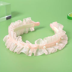 5pcs Sweet Headband Ruffled Hair Band Faux Pearl Decor Head Hoop