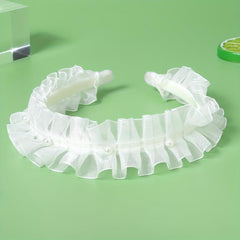5pcs Sweet Headband Ruffled Hair Band Faux Pearl Decor Head Hoop