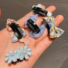5pcs Baby Girl Bow Hair Clip Flower Decor Duck Billed Clip