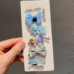 5pcs Baby Girl Bow Hair Clip Flower Decor Duck Billed Clip