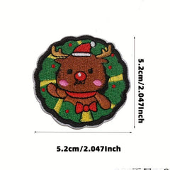 11pcs Christmas Cloth Stickers Snowflake Santa Claus Embroidery