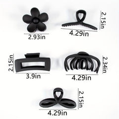 5pcs Matte Hair Claw Clip Flower Shaped Octopus Hair Clip