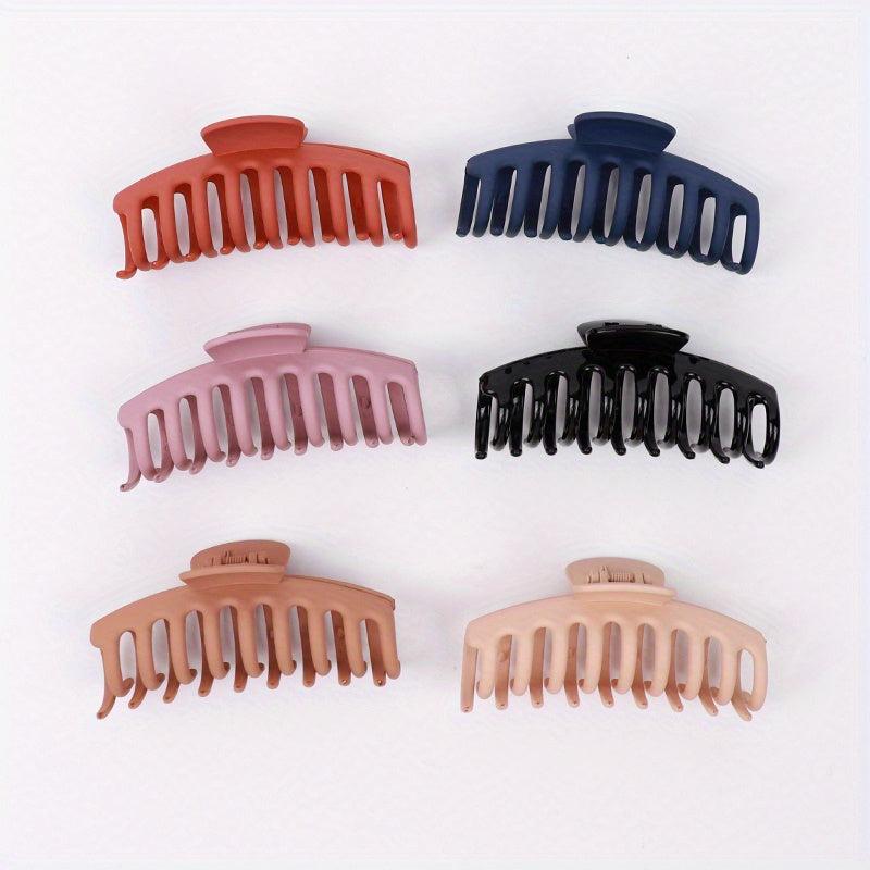 6pcs Large Frosted Hair Claw Non slip Shark Claw Backe Head Hair Clip