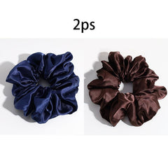 2ps Silk Solid Hair Scrunchies Ponytail Holders