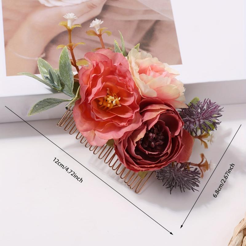 Simulation Flower Decor Hair Comb Hair Pin Sweet Hair Clip for Party Wedding