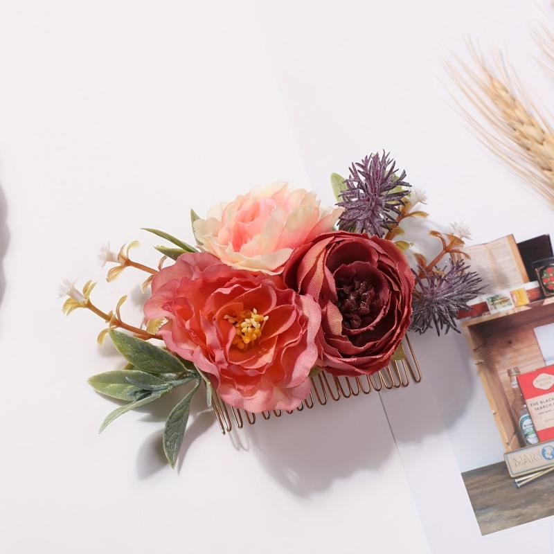 Simulation Flower Decor Hair Comb Hair Pin Sweet Hair Clip for Party Wedding