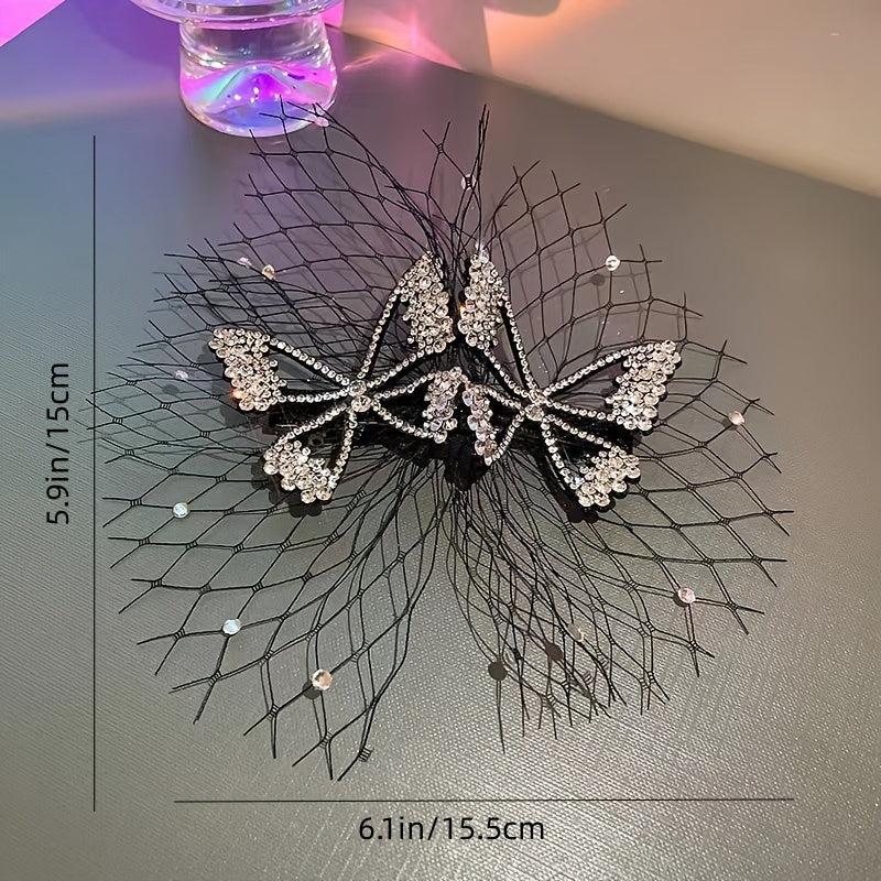 Vintage Crystal Butterfly Hair Clips Rhinestone Hairpins Barrettes