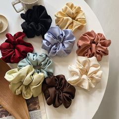 Solid Floral Scrunchie Ponytail Holder Elastic Hair Tie