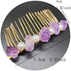 Amethyst Pearl Hair Comb Clip Headwear Accessories for Women