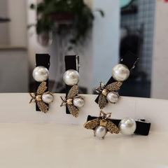 Vintage Bee Hair Clip with Faux Pearl Accent
