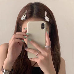 Silvery Flower Hair Clip Sweet Duck Billed Clip For Hair Bang Braids