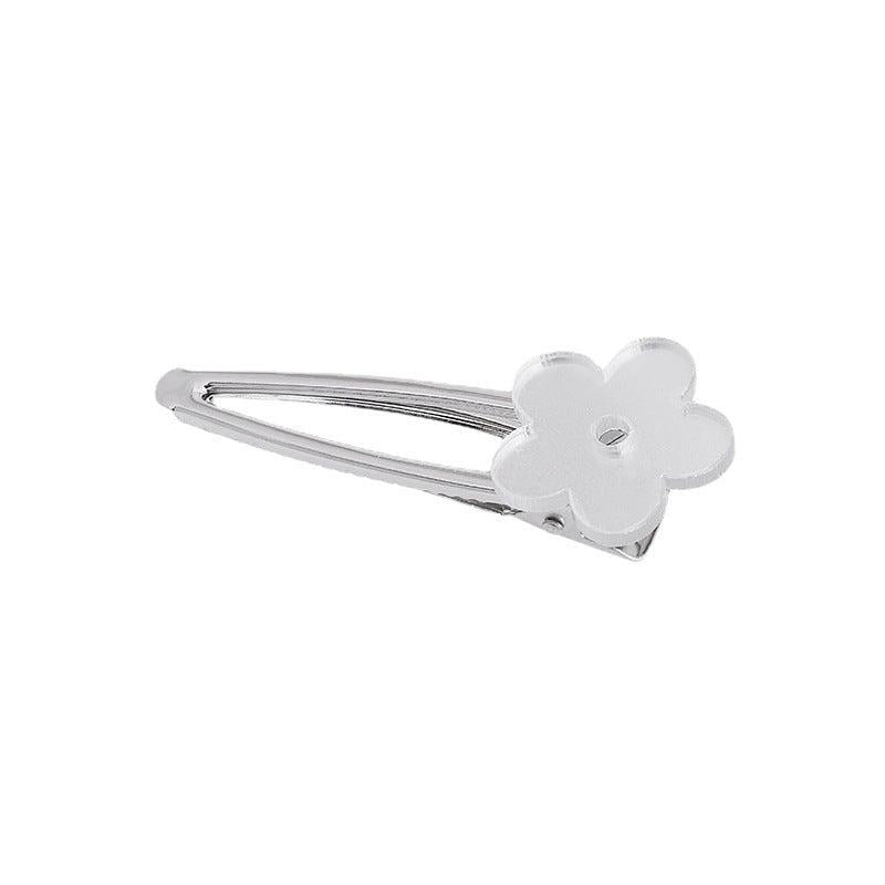 Silvery Flower Hair Clip Sweet Duck Billed Clip For Hair Bang Braids