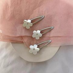 Silvery Flower Hair Clip Sweet Duck Billed Clip For Hair Bang Braids