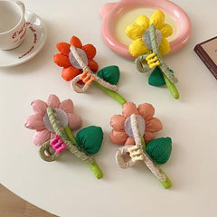 Cartoon Flower Hair Claw Ponytail Holder for Women Girls