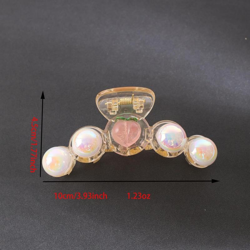 Faux Pearl Hair Claw Transparent Shark Claw Ponytail Holder Hair Accessories