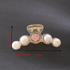 Faux Pearl Hair Claw Transparent Shark Claw Ponytail Holder Hair Accessories