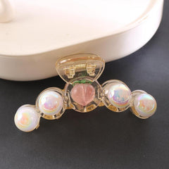 Faux Pearl Hair Claw Transparent Shark Claw Ponytail Holder Hair Accessories