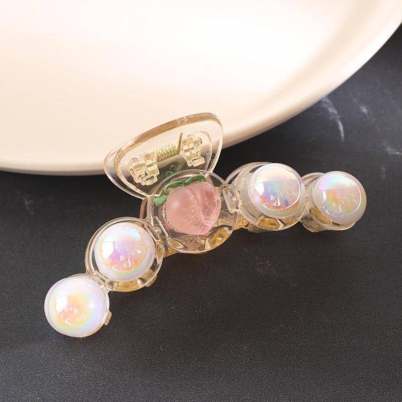 Faux Pearl Hair Claw Transparent Shark Claw Ponytail Holder Hair Accessories