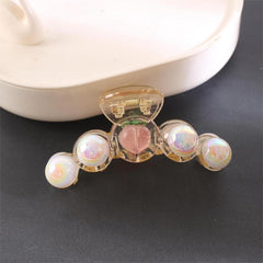 Faux Pearl Hair Claw Transparent Shark Claw Ponytail Holder Hair Accessories