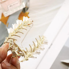 Japanese Temperament Lily Orchid Flower Hair Catch Rhinestone Hairpin