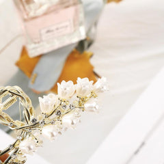 Japanese Temperament Lily Orchid Flower Hair Catch Rhinestone Hairpin
