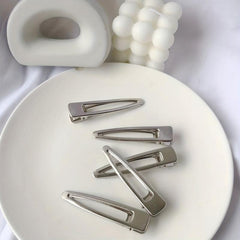 5pcs Silvery Hair Clip Duck Billed Clip For Side Hair Bang Women Girls