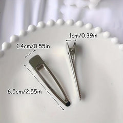 5pcs Silvery Hair Clip Duck Billed Clip For Side Hair Bang Women Girls