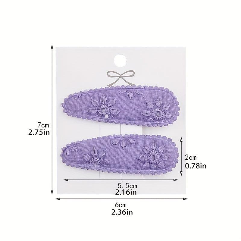 Plaid Fabric Snap Clip Floral Printed Hair Clip